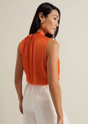 Phase Eight Lizza Orange High Neck Shirts Orange Canada | XZHYRK-985